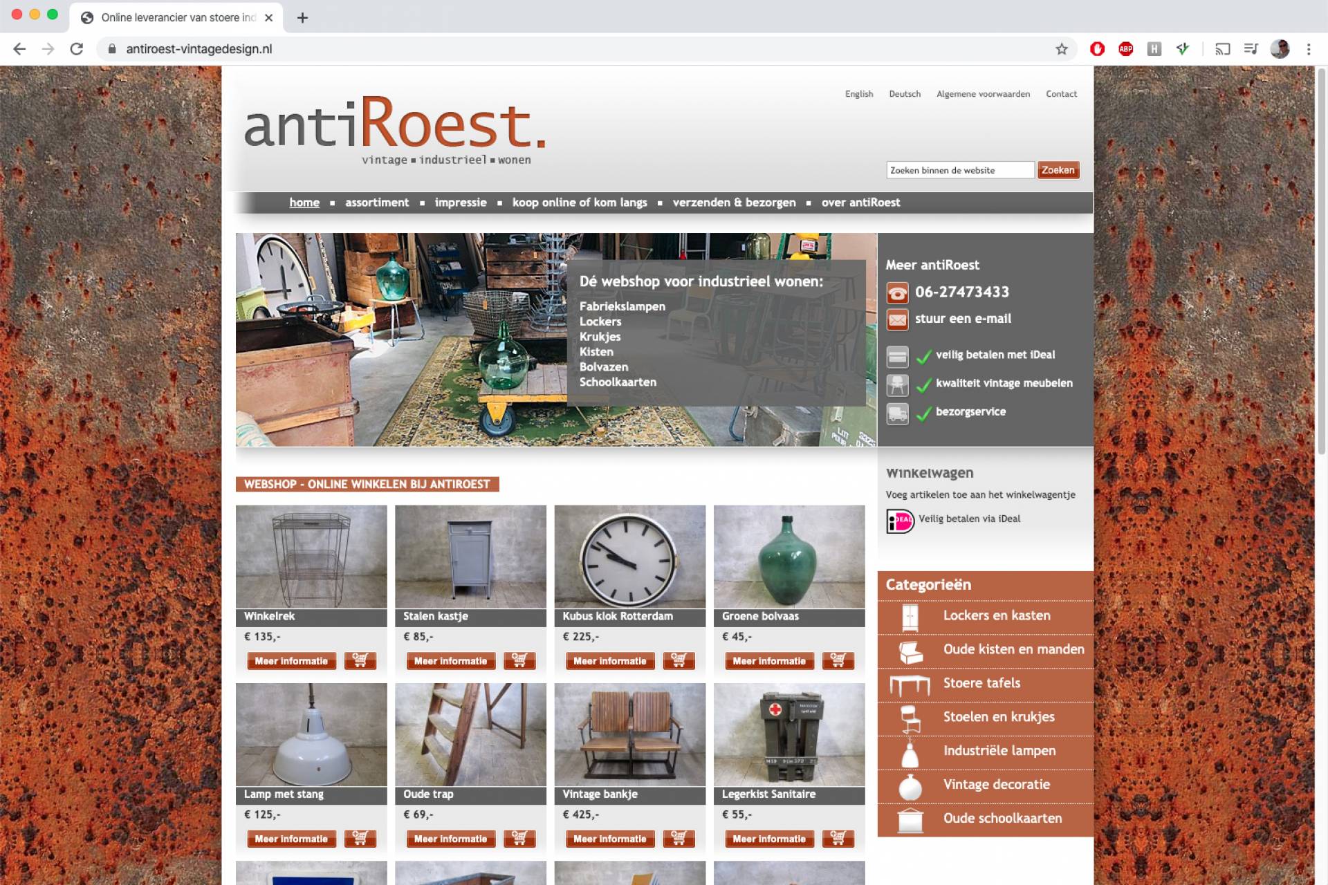 Nieuwe website antiRoest vintage industrieel wonen